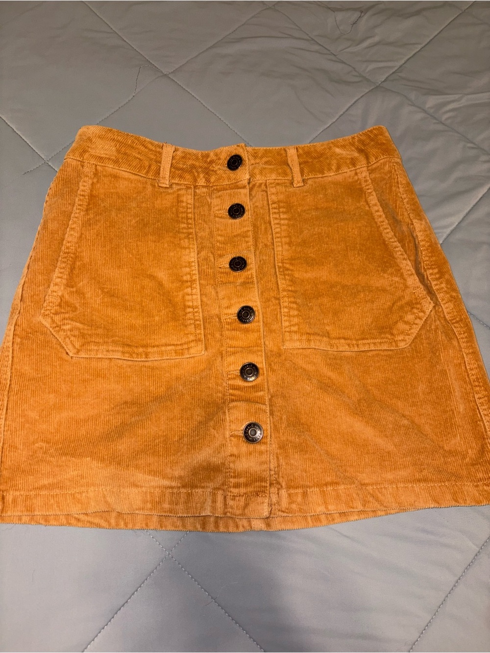 wild fable Orange Corduroy Button-Front Mini Skirt